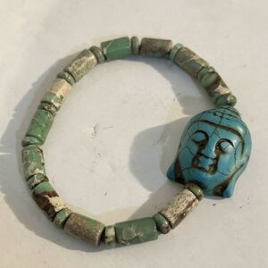 Vintage Turquoise beaded stretch buddah Bracelet